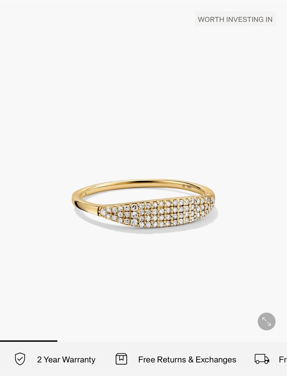14k Gold Pavé Diamond Accent Women's Ring